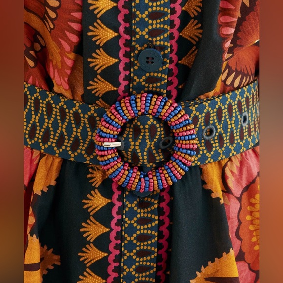 NWT Farm Rio Teal Ainika Sparkle Puff Sleeve Mini Dress - Size M - Picture 5 of 10